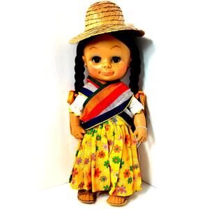 Vintage Collectible Madame Magnon Mexican Folk Art 13" Senorita Doll